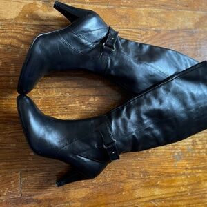 Antonio Melani black leather knee-high boots pumps 8 1 /2